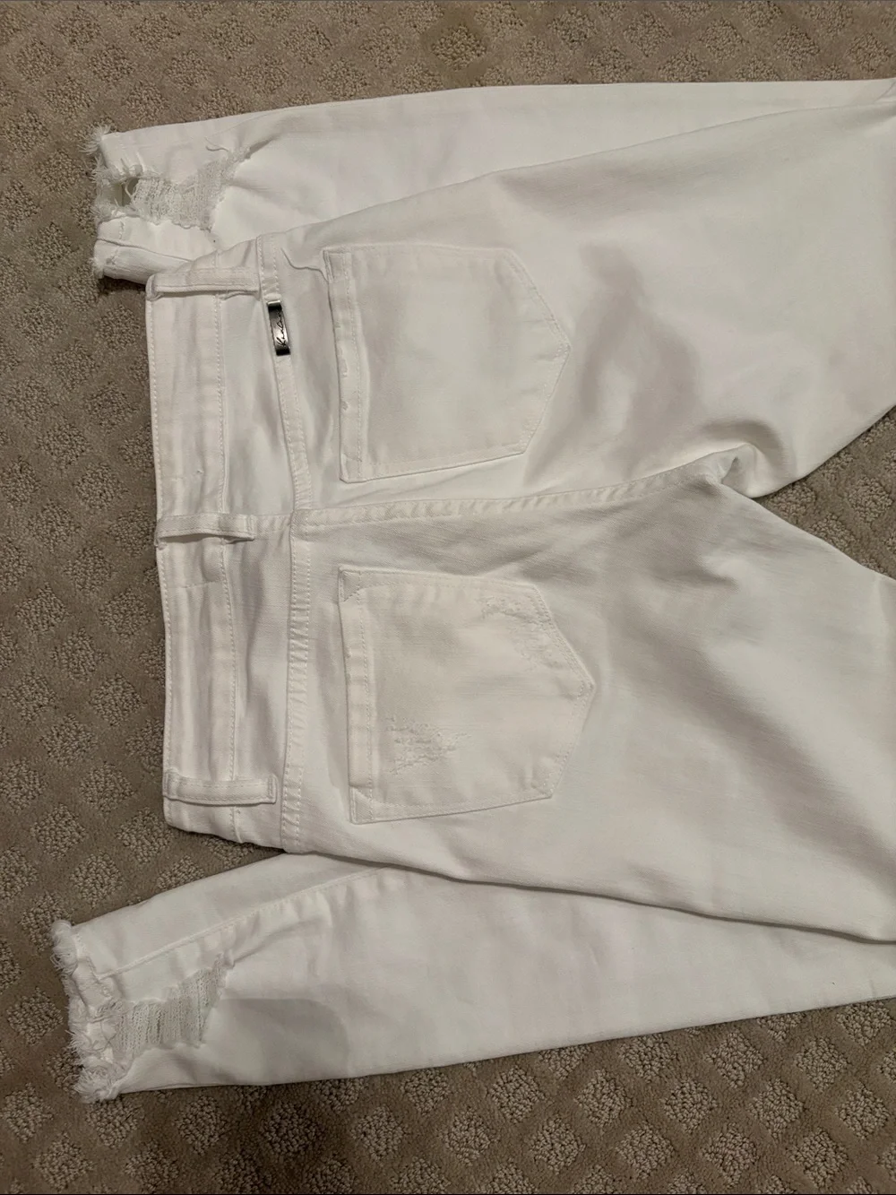 KanCan White High-Rise Skinny Jeans with Raw Hem